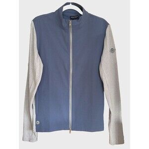 PETER MILLAR Mens Solstice Hybrid Full Zip Cardigan Golf Blue/Pearl  Sz L NEW